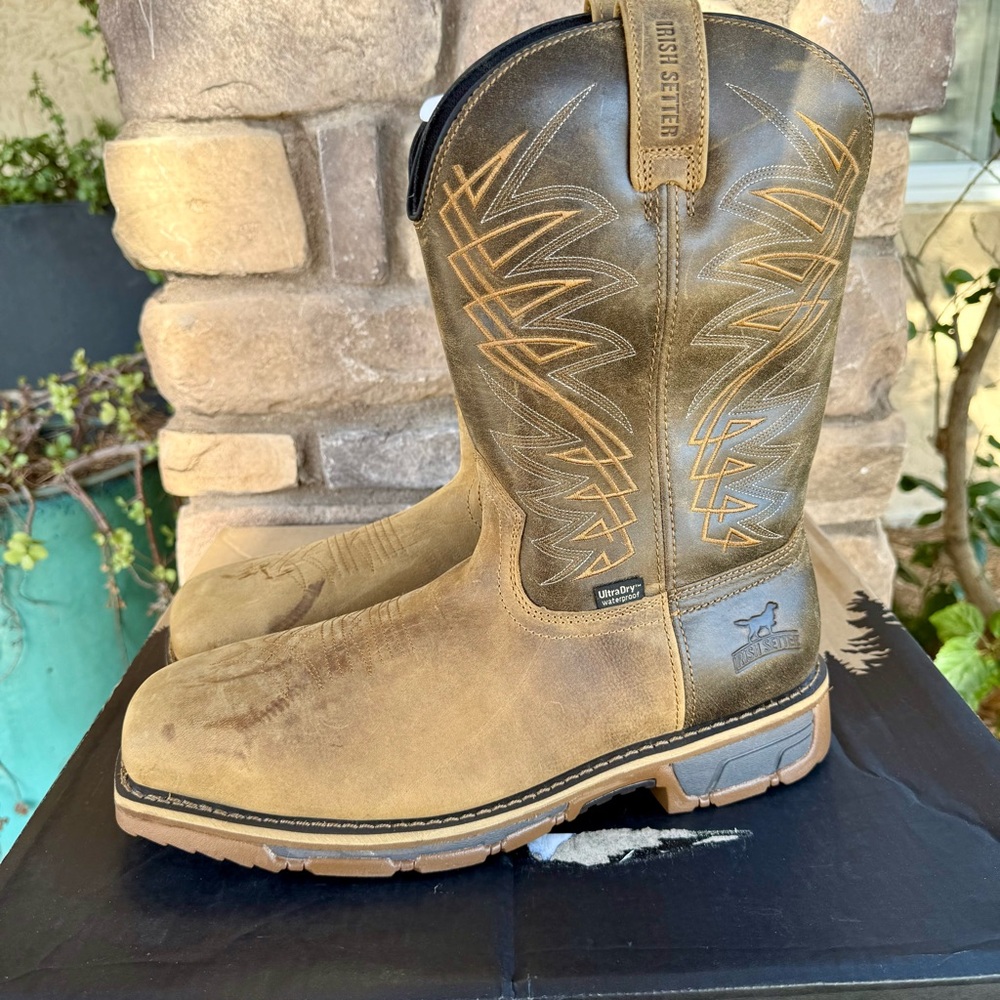 NEW Irish Setter Marshall Men’s 11” Waterproof Leather‎ Safety Toe Pull-On Boot